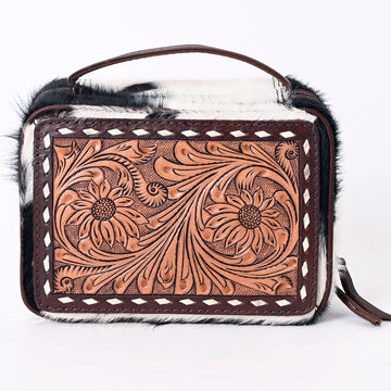 American Darling Jewelry Case Hand Tooled Hair-On Genuine Leather Women Bag Western Handbag Purse | Organizer for Travel
